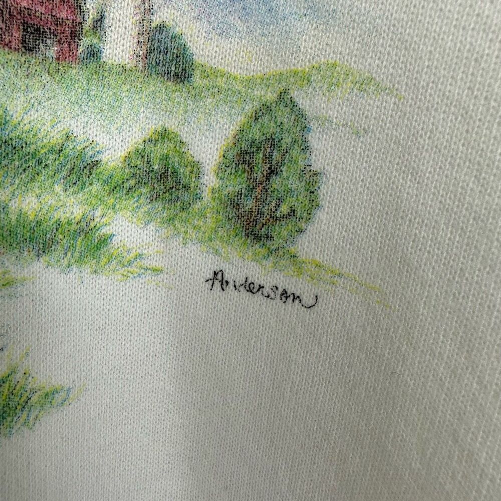 Vintage 90 Top Stitch Sweatshirt Graphic Embroidered Countryside Tree XL USA - Picture 3 of 12
